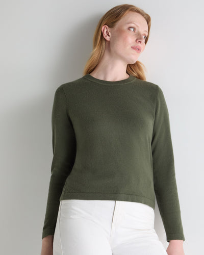 N.Peal Women's Hallie Round Neck Cashmere Jumper Army Green