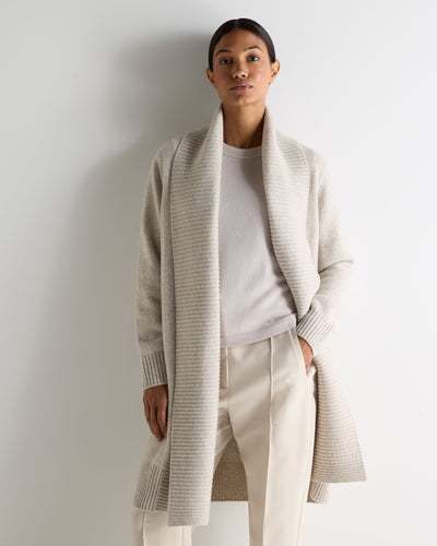 N.Peal Women's Abbey Cashmere Cardigan Ash Grey Marl