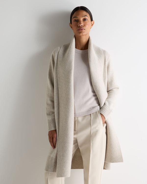 N.Peal Women's Abbey Cashmere Cardigan Ash Grey Marl
