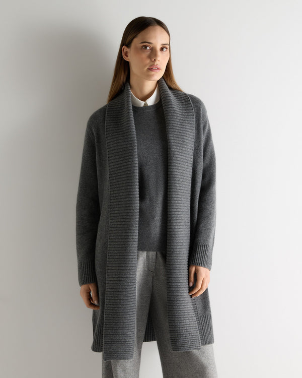 N.Peal Women's Abbey Cashmere Cardigan Elephant Grey