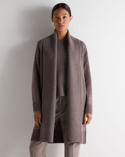N.Peal Women's Abbey Cashmere Cardigan Otter Brown