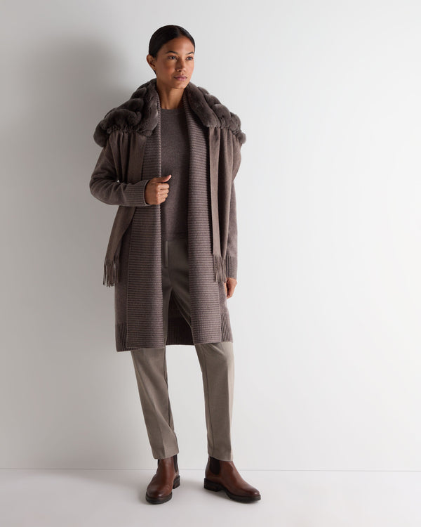 N.Peal Women's Abbey Cashmere Cardigan Otter Brown