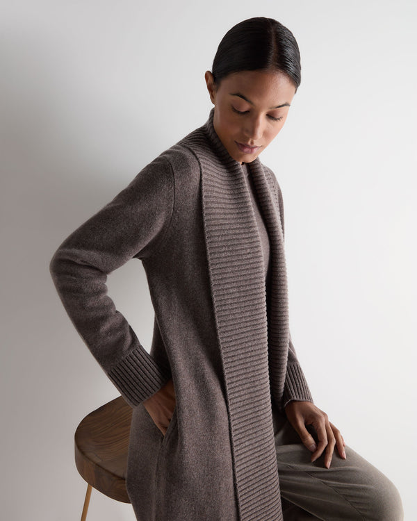 N.Peal Women's Abbey Cashmere Cardigan Otter Brown