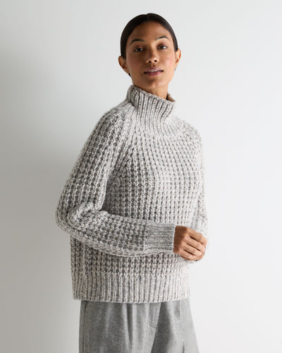 N.Peal Women's Super Chunky Rib Cashmere Jumper Flannel Grey Marl