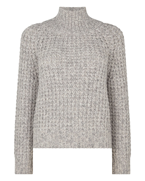 N.Peal Women's Super Chunky Rib Cashmere Jumper Flannel Grey Marl