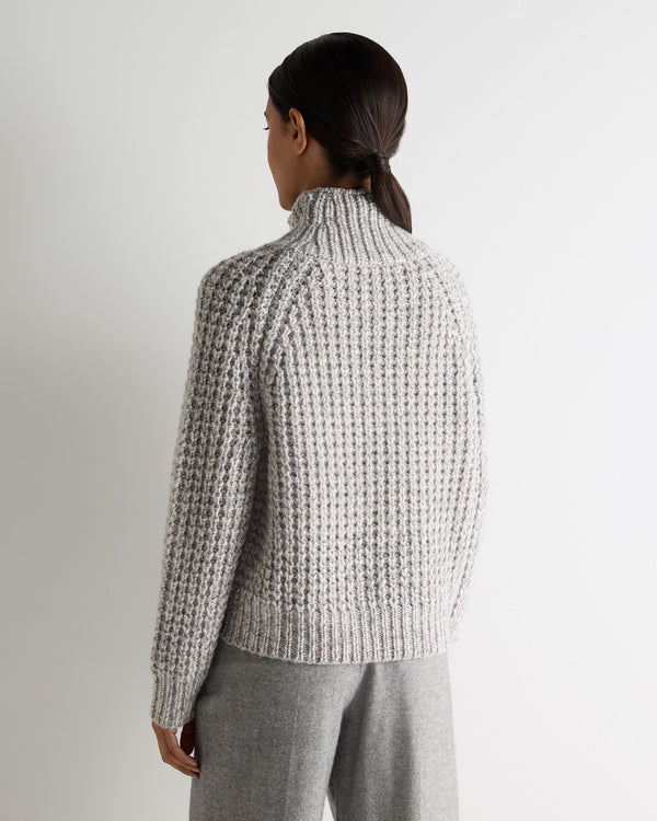 N.Peal Women's Super Chunky Rib Cashmere Jumper Flannel Grey Marl