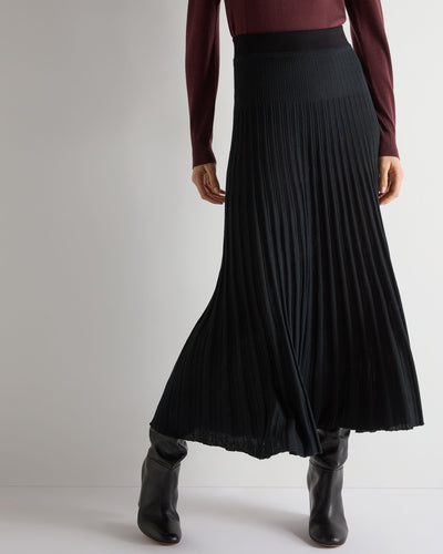 N.Peal Women's Superfine Pleated Cashmere Silk Skirt Black