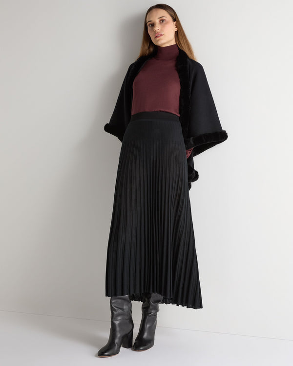 N.Peal Women's Superfine Pleated Cashmere Silk Skirt Black