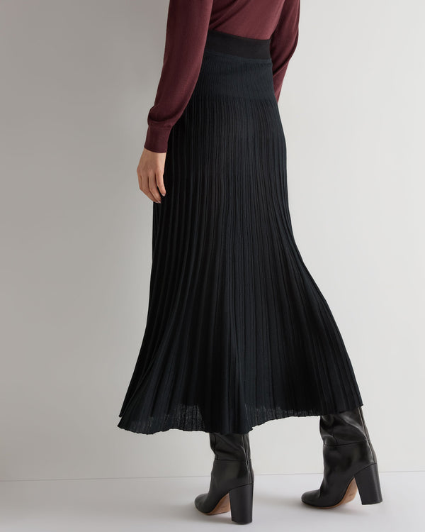 N.Peal Women's Superfine Pleated Cashmere Silk Skirt Black