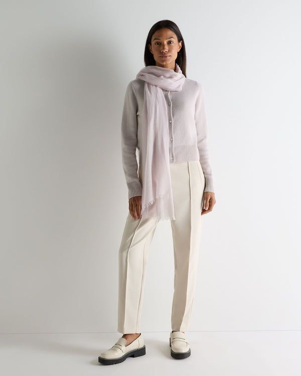 N.Peal Women's Chunky Crop Cashmere Cardigan Snow Grey