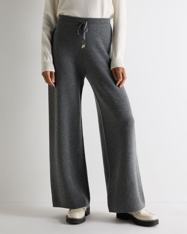 N.Peal Women's Honeycomb Knit Cashmere Trouser Elephant Grey