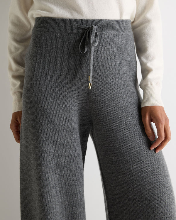 N.Peal Women's Honeycomb Knit Cashmere Trouser Elephant Grey
