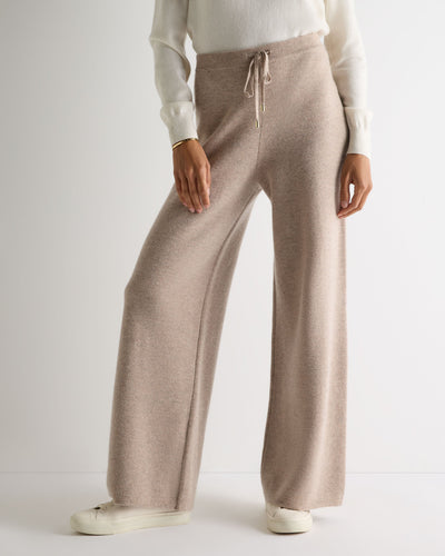 N.Peal Women's Honeycomb Knit Cashmere Trouser Oatmeal Brown