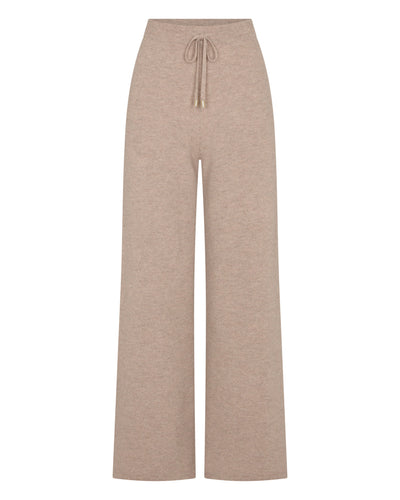 N.Peal Women's Honeycomb Knit Cashmere Trouser Oatmeal Brown