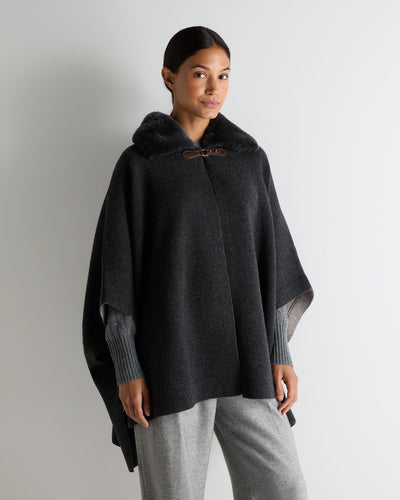 N.Peal Women's Rex Collar Cape Dark Graphite Grey