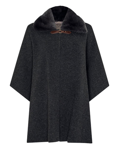 N.Peal Women's Rex Collar Cape Dark Graphite Grey