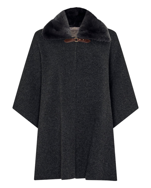 N.Peal Women's Rex Collar Cape Dark Graphite Grey