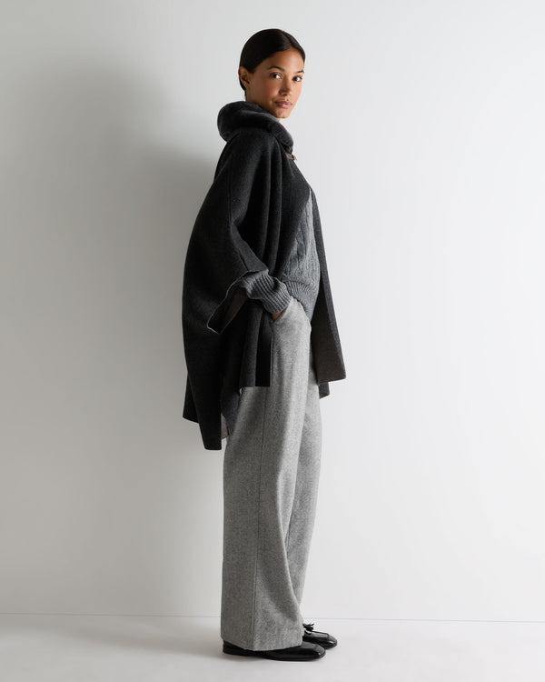 N.Peal Women's Rex Collar Cape Dark Graphite Grey