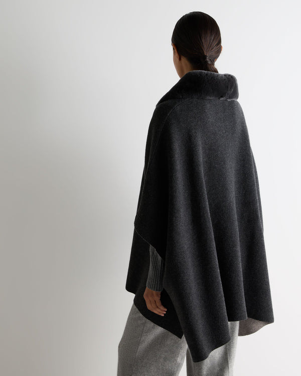 N.Peal Women's Rex Collar Cape Dark Graphite Grey