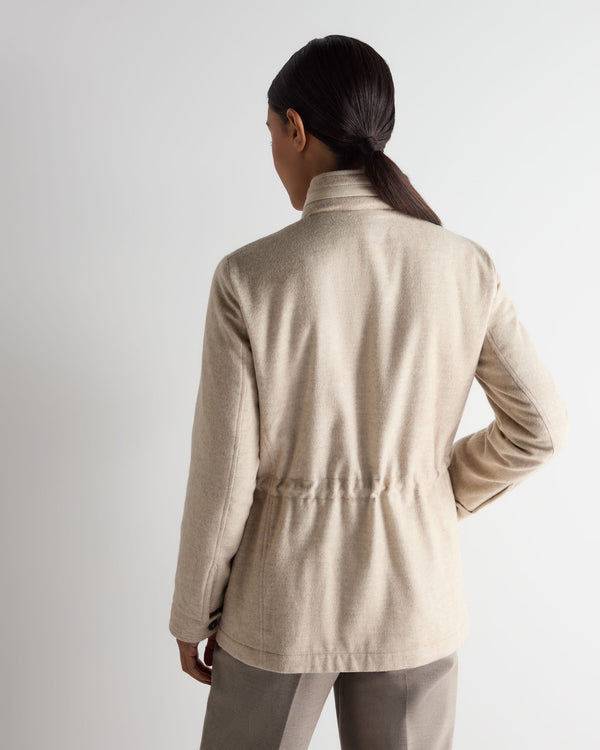 N.Peal Women's Avola Herringbone Jacket Beige Brown