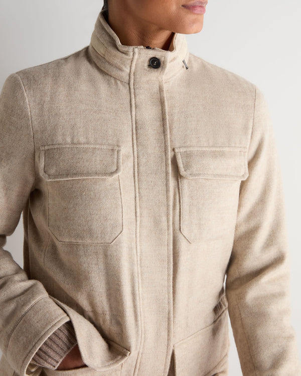 N.Peal Women's Avola Herringbone Jacket Beige Brown