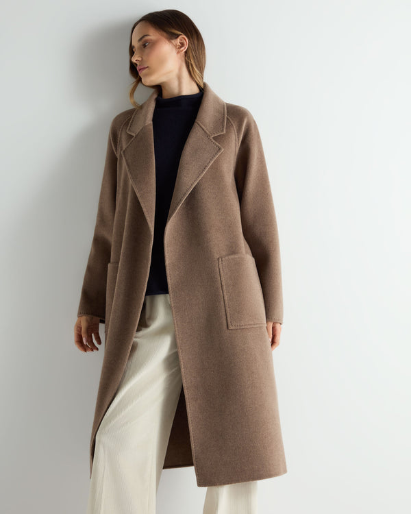 N.Peal Women's Longline Woven Coat Brown
