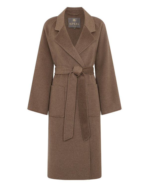 N.Peal Women's Longline Woven Coat Brown