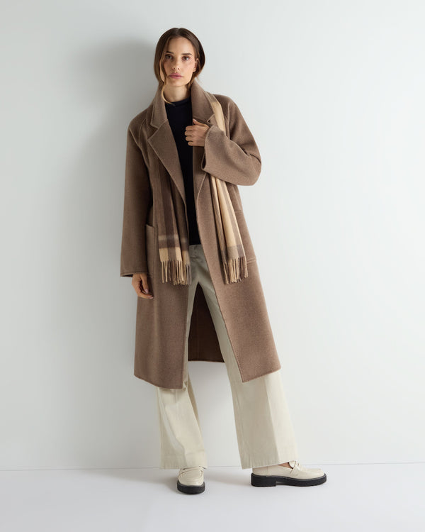 N.Peal Women's Longline Woven Coat Brown
