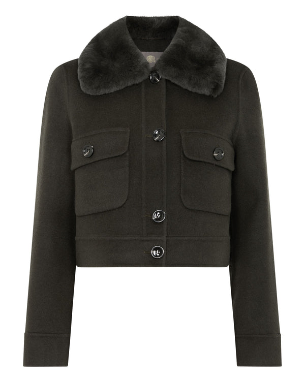 N.Peal Women's Rosie Rex Collared Jacket Green