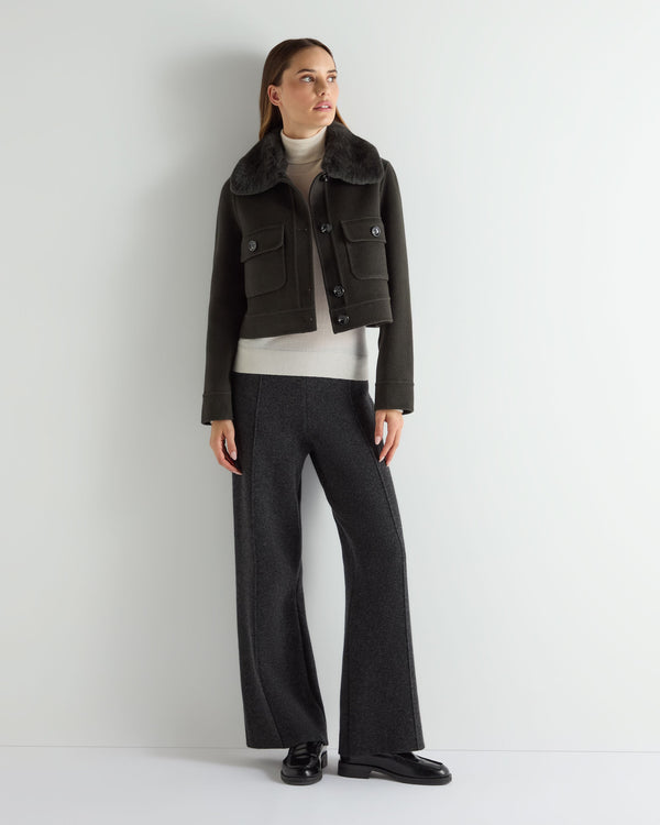 N.Peal Women's Rosie Rex Collared Jacket Green