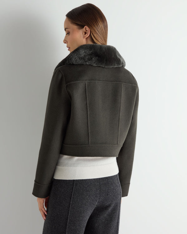 N.Peal Women's Rosie Rex Collared Jacket Green