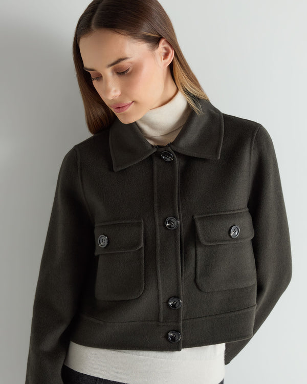 N.Peal Women's Rosie Rex Collared Jacket Green