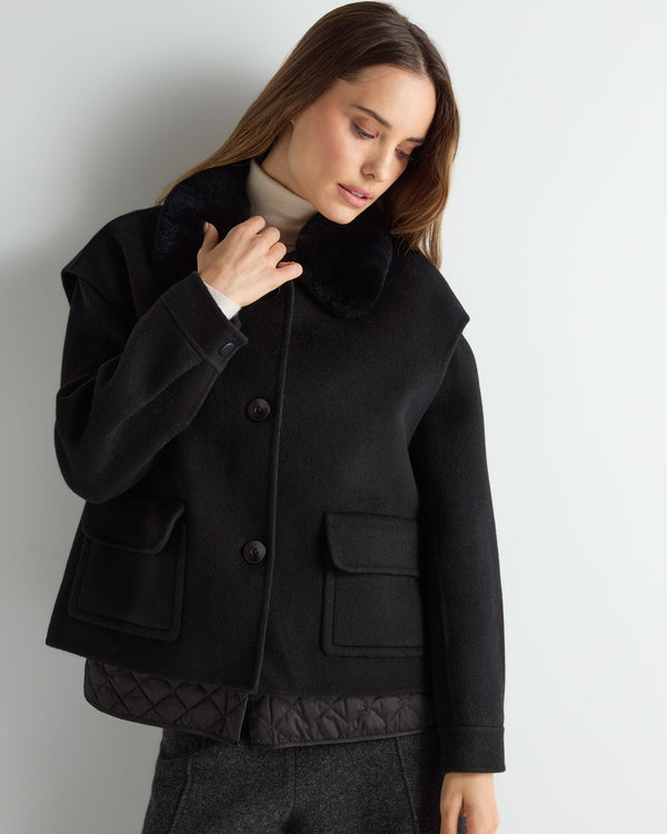 N.Peal Women's Emeline Double Coat Black