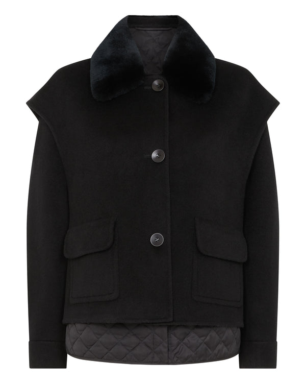 N.Peal Women's Emeline Double Coat Black