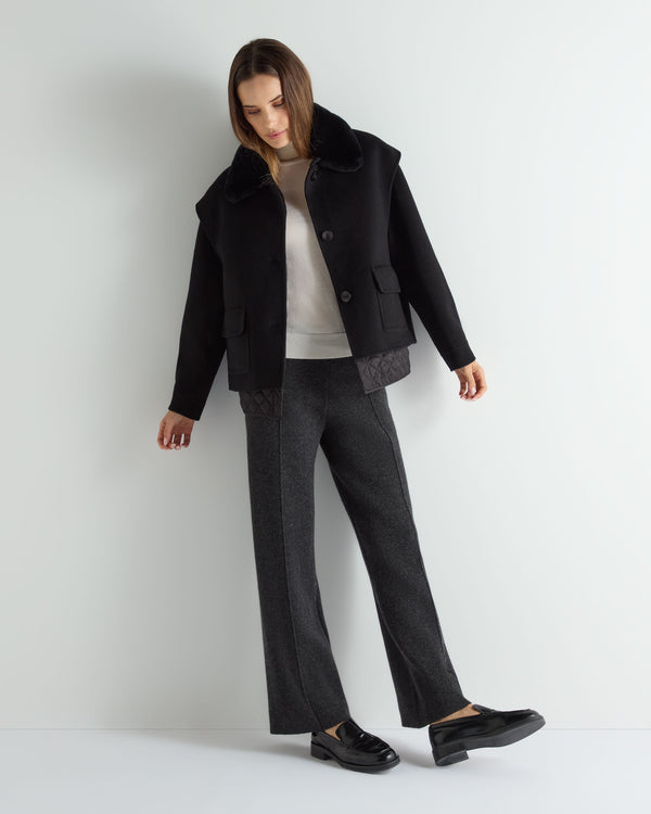 N.Peal Women's Emeline Double Coat Black