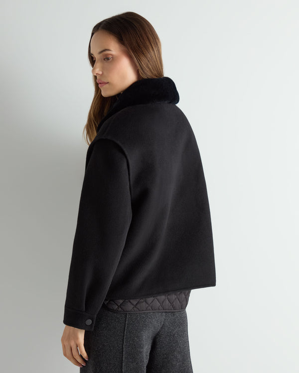 N.Peal Women's Emeline Double Coat Black