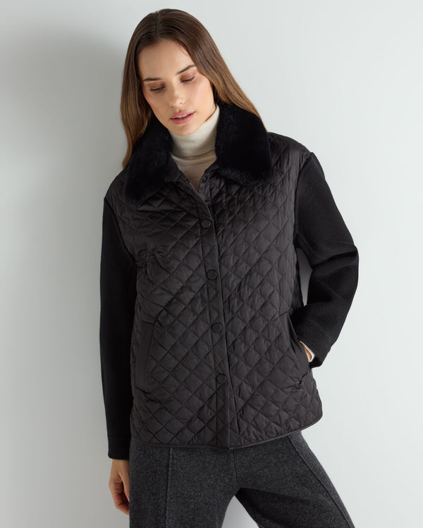 N.Peal Women's Emeline Double Coat Black