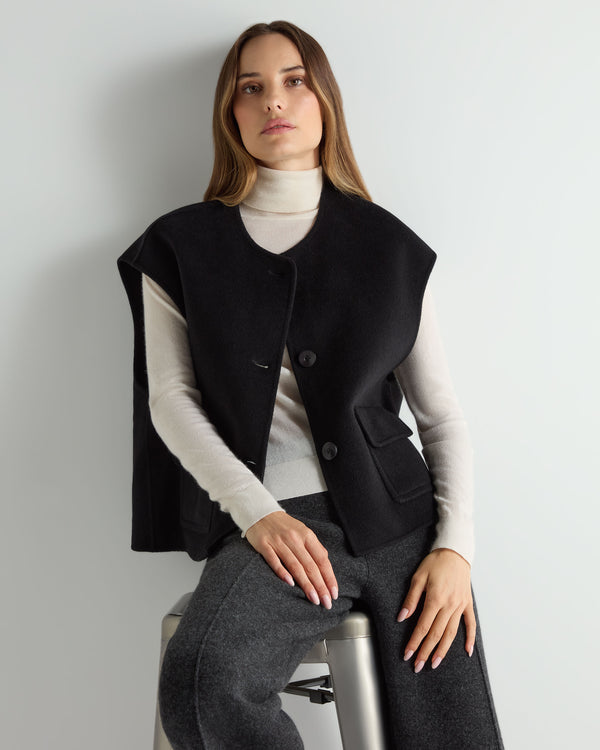 N.Peal Women's Emeline Double Coat Black
