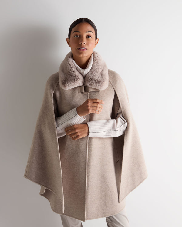 N.Peal Women's Rex Collar Cape Taupe Brown