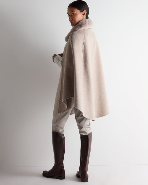 N.Peal Women's Rex Collar Cape Taupe Brown