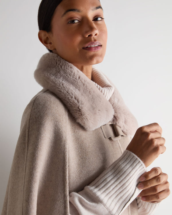 N.Peal Women's Rex Collar Cape Taupe Brown