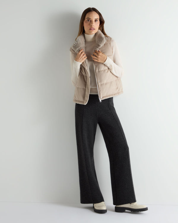 N.Peal Women's Reversible Rex Gilet Beige Brown