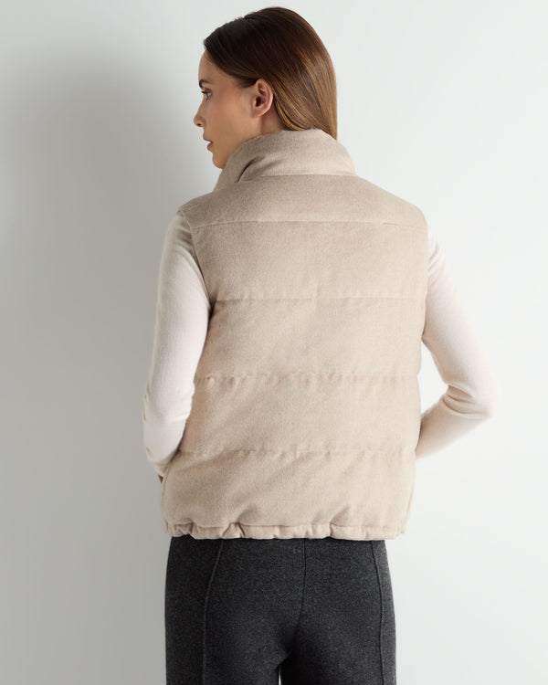 N.Peal Women's Reversible Rex Gilet Beige Brown
