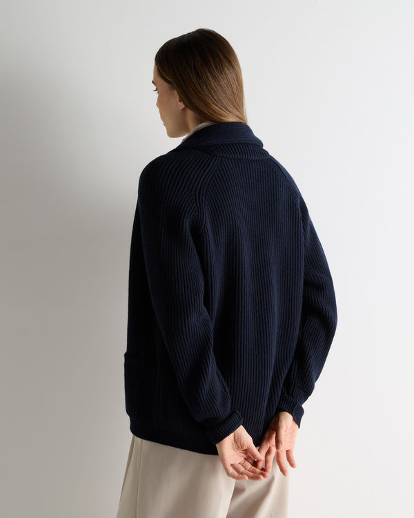N.Peal Women's Kensington Cashmere Cardigan Navy Blue