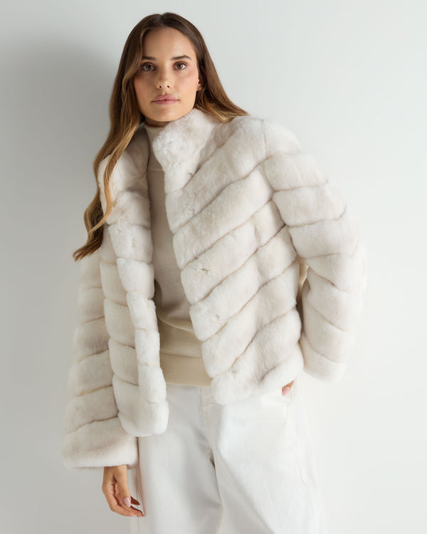 N.Peal Women's Malina Fur Jacket Off White