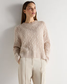 Women's Chunky Lace Stitch Cashmere Jumper Ecru White