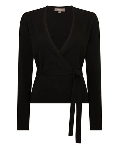 N.Peal Women's Arabella Wrap Cashmere Cardigan Black