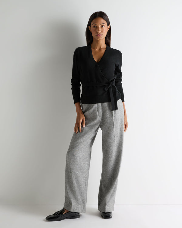 N.Peal Women's Arabella Wrap Cashmere Cardigan Black