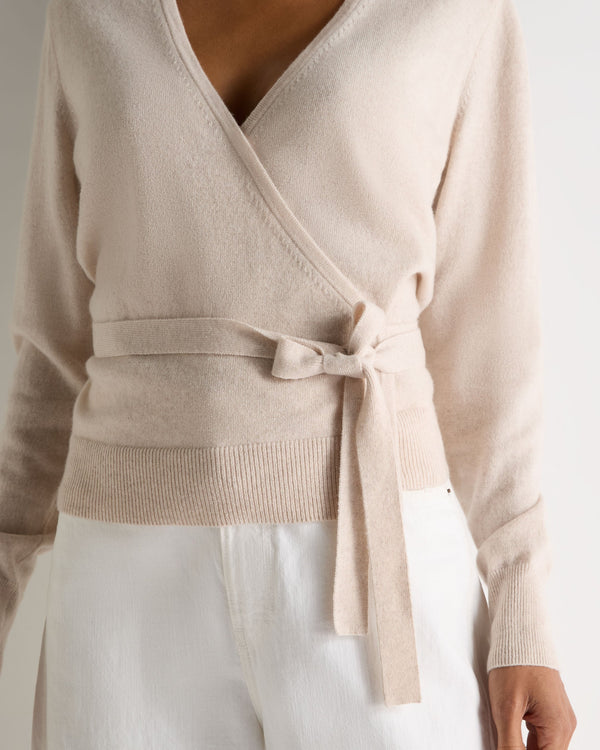 N.Peal Women's Arabella Wrap Cashmere Cardigan Ecru White