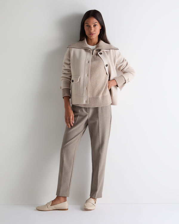 N.Peal Women's Cashmere Half Zip Cashmere Jumper Oatmeal Brown
